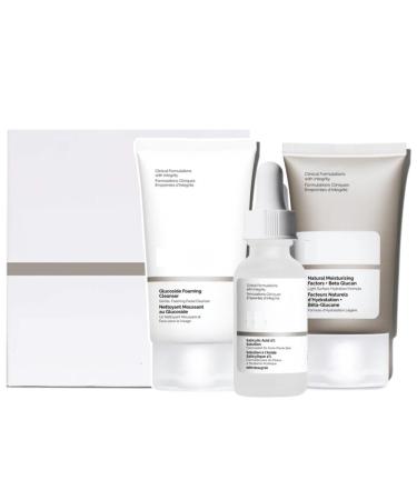 The ACNE Set Salicylic Acid 2% Solution Glucoside Foaming Cleanser Natural Moisturizing Factors Beta Glucan NEW 3-Pack