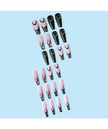 Press on Nails Extra Long Matte Fake Nails night sky stars and moon Press on Nails Designs Acrylic Nails Press on Artificial Nails Stick on Nails For Women Girls 24Pcs - Buy Online on GoSupps.com