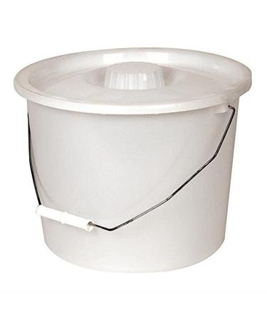 PCP Commode Bucket with Lid and Handle, White (10 Quart / 2.5 Gallon Capacity), White, 2.5 Gallon (Full Pail)