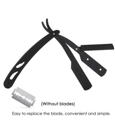 Premium All Black Stainless Steel Barber Razor Holder - Manual Beard Knife Holder for Men - Ideal for Barbershops - Buy Online on GoSupps.com