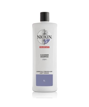 Nioxin System 5 Scalp Cleansing Shampoo with Peppermint Oil  Treats Dry & Sensitive Scalp  Dandruff Relief & Anti-Hair Breakage  For Bleached & Chemically Treated Hair with Light Thinning  33.8 fl oz
