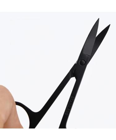 2Pcs Nose Hair Scissors Set for Beard, Moustache, Eyelash & Eyebrow Trimming - Black - Buy Online on GoSupps.com