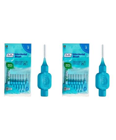 TEPE interdental brush Original blue (ISO size 3: 0.6mm) / For simple and thorough cleaning of the interdental spaces / 1 x 8 interdental brushes (pack with 2)