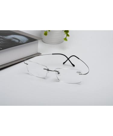 Eyekepper Titanium Rimless Reading Glasses for Men - Gunmetal 55mm Lens Width 2.5x Magnification - International Shipping Available - Buy Online on GoSupps.com