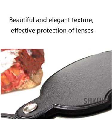 Foldable Leather Pocket Loupe Portable Round Reading Magnifier 10X Glass Lens Small with Black Cover Case for Shopping Better Life - Buy Online on GoSupps.com