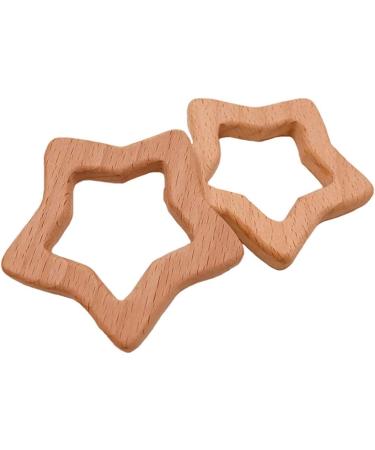 Wendysun 5pcs Cartoon Wood Teether - Natural Animal & Star Shape Baby Teething Toy Set - Buy Online on GoSupps.com