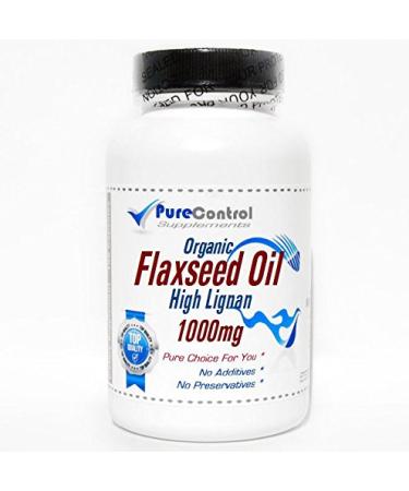 Organic Flaxseed Oil High Lignan 1000mg // 200 Capsules // Pure // by PureControl Supplements