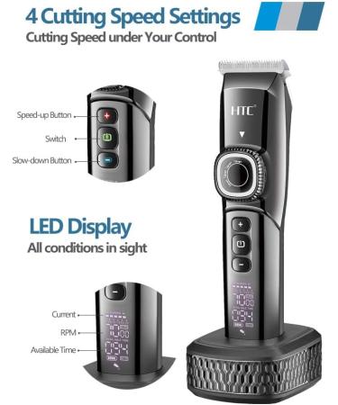 Cordless Hair Clipper Set Rechargeable Electric Hair Trimmer Waterproof Grooming Kit with LED Display Titanium Ceramic Blade Hair and Beard Trimmer 2-in-1 for Men Kids and Professional Barbers - Buy Online on GoSupps.com
