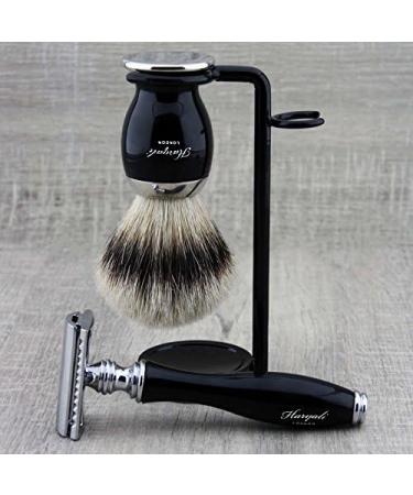 Premium Double Edge Safety Razor Set | Silver Tip Badger Hair Brush & Stand | Perfect Grooming Kit for Men - International Shipping - Buy Online on GoSupps.com