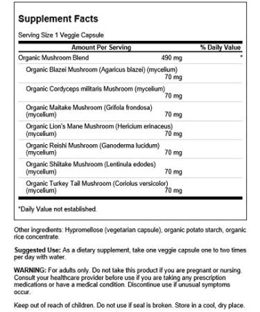 Swanson Full Spectrum 7 Mushroom Complex 60 Veg Capsules - Immune Support Supplement - Buy Online on GoSupps.com