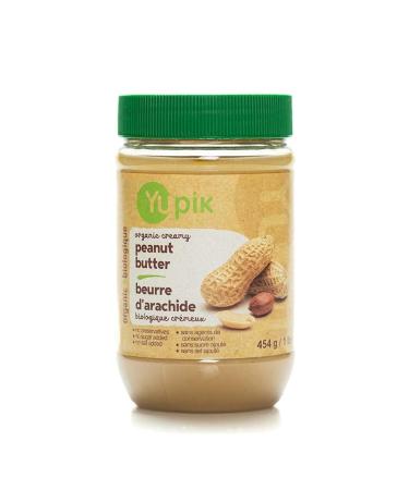 Yupik Organic Peanut Butter 454 g Kosher Gluten-Free Non-GMO Vegan All Natural Creamy Nut Butter Only Peanuts No Added Sugar No Additives Smooth Spread Ideal for Snacks & Recipes