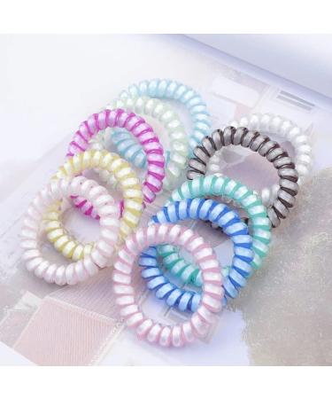 Monsper Luminous Hair Tie Set 8 Pack Mixed Color Ponytail Holders for Women and Girls - Elastic Coil Hair Ties Phone Cords - White - Buy Online on GoSupps.com