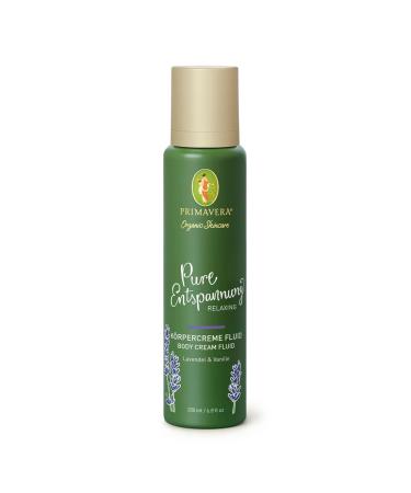 PRIMAVERA Pure Relaxation Body Cream Fluid 200 ml - Body Lotion - Natural Cosmetics - Lavender Scent - Vanilla Scent - Soothing, Nourishing, Smoothing - Vegan