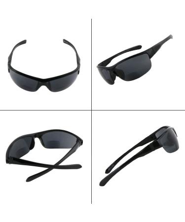 Hyyiyun 3 Pairs Bifocal Reading Sunglasses 2.0x for Men and Women - Wrap Around Outdoor Reader Glasses in Black, Grey, and Tortoise - Buy Online on GoSupps.com