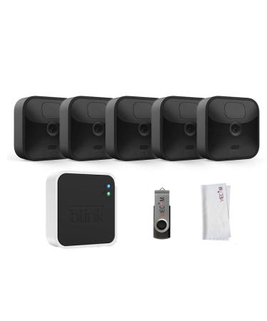 Blink Outdoor 5 Camera Kit | Wireless & Water Resistant Motion Detection HD Security Cameras | Kit Includes 5 Cameras + 1 Sync Module + 1 VIECAM 32GB USB Drive + 1 VIECAM Cleaning Cloth