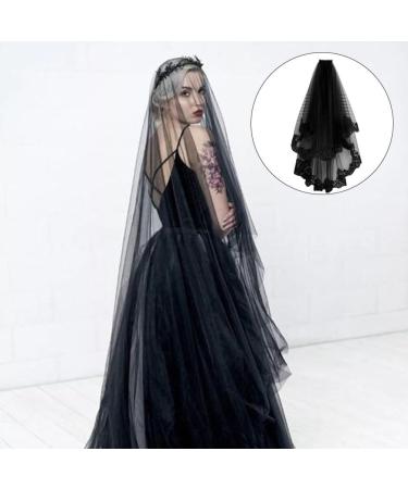 Healeved Halloween Witch Headwear Short Lace Veil Halloween Veil Halloween Headwear Retro Veil for Costume Party (Black) - Buy Online on GoSupps.com