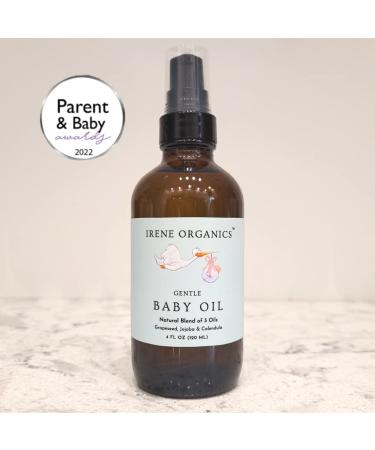 Irene Organics All Natural Baby Oil - Unscented Moisturizing Organic Ingredients - Safe for Newborns to Adults - 4oz - Buy Online on GoSupps.com