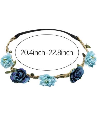 Flower Crown Floral Headband for Women Girls Flower Headbands for Girls Women Flowers for Hair Blue Floral Hair Accessories for Girls Teenagers Flower Hair Band Floral crown for Girls Women - Buy Online on GoSupps.com