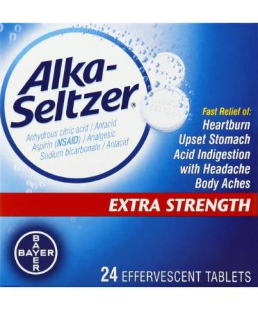 Alka-Seltzer Effervescent Extra Strength, 24 Count (Pack of 2)