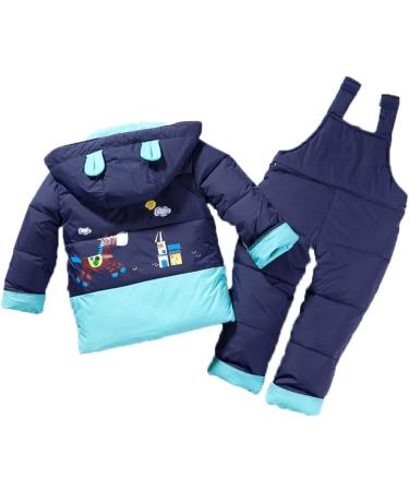 2-Piece Toddler Snowsuit Set | Hooded Down Jacket with Ski Pants | Winter Unisex Snow Outfit | Blue | 18-24 Months - Buy Online on GoSupps.com