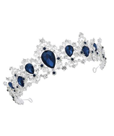 Buy Minkissy Dark Blue Crystal Crown Tiara - Vintage Rhinestone Headband for Weddings Proms & Pageants - Buy Online on GoSupps.com
