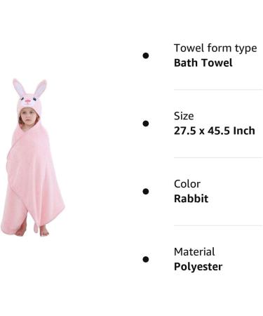 Cartoon Hooded Baby Towel | Premium Soft Bathrobe for 0-7T | Rabbit Design | 27.5 x 47 Inch - Buy Online on GoSupps.com