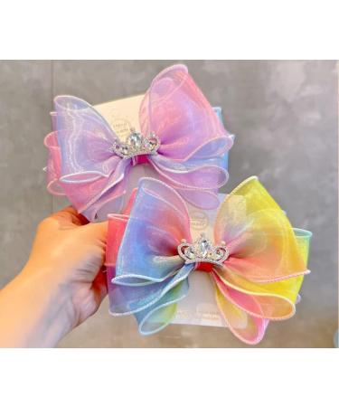 FEIFEI'S BOW Baby Girls Princess Chiffon Diamond Crown Unicorn Hair Clip - Multi Colour Toddler Infants Party Dress Costume Photo Prop - Buy Online on GoSupps.com