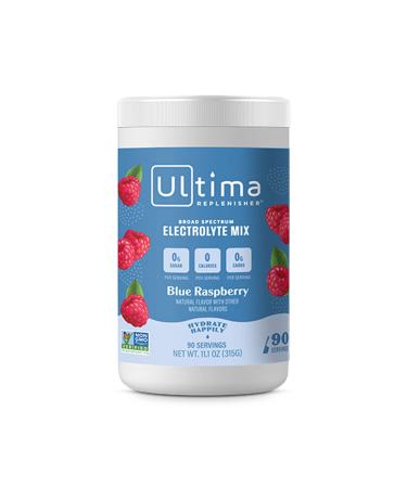Ultima Replenisher Hydration Electrolyte Powder- 90 Servings- Keto & Sugar Free- Feel Replenished Revitalized- Naturally Sweetened- Non- GMO & Vegan Electrolyte Drink Mix- Blue Raspberry
