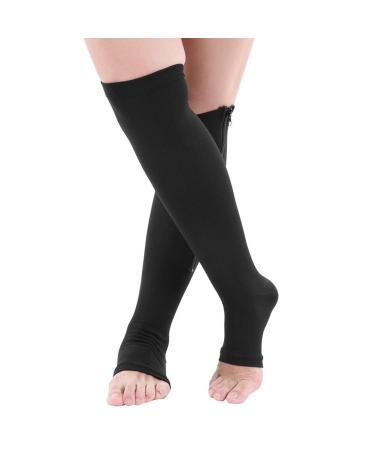 Buy Compression Stockings for Men & Women - Toe-Free Calf Zip Compression Stockings (S/M - Black) - Medical Grade Support - Buy Online on GoSupps.com