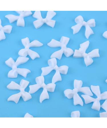 100 Pieces 3D Nail Bowknot Mini Butterfly Bow Ties Nail Charms Flatback Nail Art Resin Decoration for Nail Manicure Accessories Women Girls (White) - Buy Online on GoSupps.com