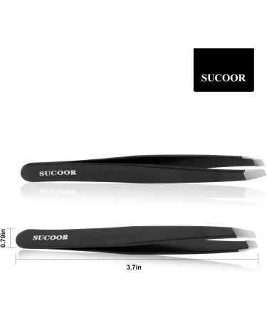 SUCOOR Professional Stainless Steel Inclined Tweezers for High Precision Hair Removal - Ideal for Men and Women, Ingrown Hair & Plucking - Easy to Carry Packaging (1 Pack) - Buy Online on GoSupps.com
