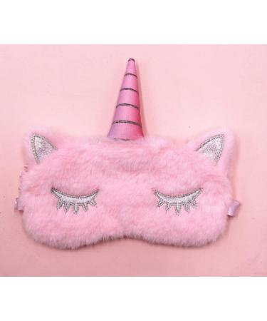 Shuiniba Unicorn Sleep Eye Mask 2 Pack - Cute Plush Blindfold for Kids, Adjustable Strap - Colorful and Pink - Buy Online on GoSupps.com