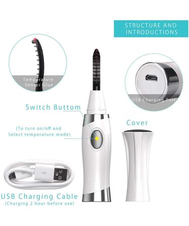 RIYAN Heated Eyelash Curler Electric Eyelash Curler Rechargeable Eyelash Curler with Eyelash Comb for Makeup - Buy Online on GoSupps.com
