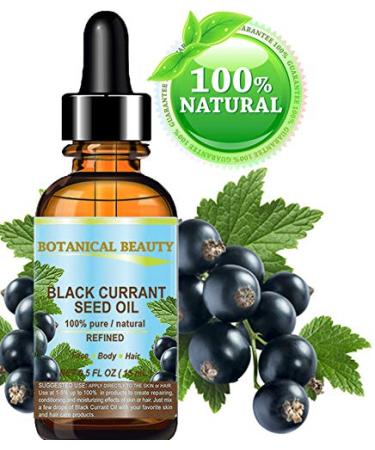 Black Currant Seed Oil 0.5 Fl.oz. - 100% Pure & Natural for Skin, Hair, Lip, Nail - Omega 3, 6, 9 Essential Fatty Acids - Botanical Beauty - Buy Online on GoSupps.com