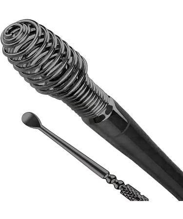 Spiral Ear Cleaner Spiral Ear Wax Cleaning Tool Remover Ear Wax Cleaner Earwax Removal Kit Metal Ear Cleaner Double Ended Spiral (Black)