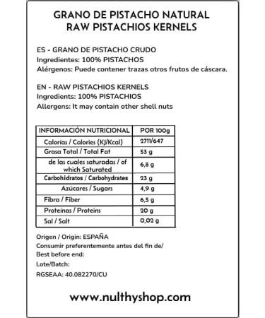  NULTHY NULTHY - Natural Pistachio - Shell-free - Salt-free - Natural dried fruit - Origin: Spain - Conventionally grown - Gluten-free - Vegan (1 kg) - Buy Online on GoSupps.com