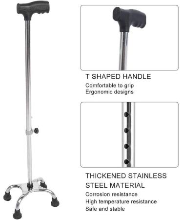 Adjustable Four-Legged Crutches Non-Slip Lightweight Elderly Walker Walking Sticks with Small Base and Comfortable Handle Flexible and Durable Limited Mobility Aid - Buy Online on GoSupps.com