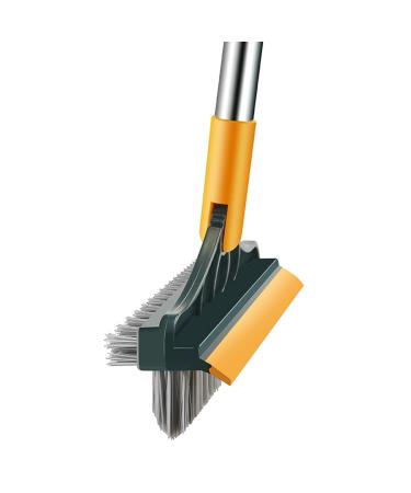 Floor Brush Indoor/Outdoor Broom 3 in 1 Stiff Bristles Floor Scrub Brush with Squeegee & 38in Long Handle Sweeping Brush for Cleaning Kitchen Bathroom Patio Wood Stone Tile Floor