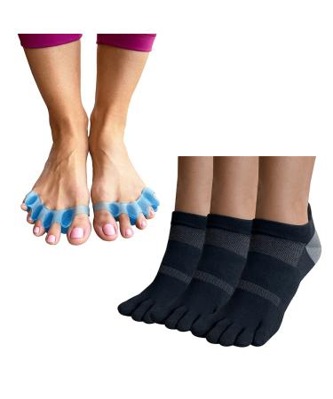 Posture Guy Mike BUNDLE Large Posture Toe Active Separators and Posture Socks Dividers to Correct Bunions Foot Pain Plantar Fasciitis Blisters Calluses Relief Restore Feet Large