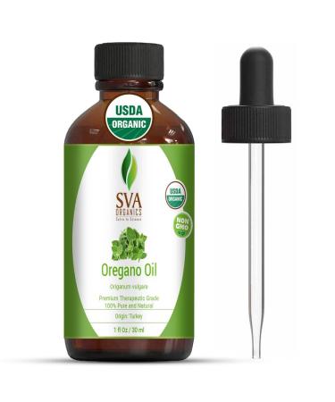 SVA Organics Oregano Essential Oil 1 Oz Organic USDA 100% Pure Natural Undiluted Premium Therapeutic Grade Essential Oil for Skin, Face, Hair, Diffuser, Aromatherapy