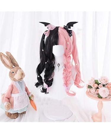 Lolita Wig 60CM Long Wavy Black Pink Ombre - Cute Heat Resistant Synthetic Hair + Wig Cap - Buy Online on GoSupps.com