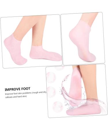 Ipetboom 1 Pair Sock Moisturizing Gel Booties Titanium Ear Pick Beauty Care Silicone Gel Skin Protect Soles Essential Oil Tableware Sucker Miss Moisture Cream Pink Natural Sebs 35X7X1cm - Buy Online on GoSupps.com