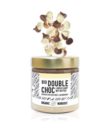 Organic Double-Choc Nussmus |Nut nougat cream |Cashew hazelnut |Vegan |Lower-Carb |Without added sugar |Erythritus sweetened |Organic Workout Double Chocolate 190g