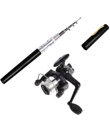 Portable Mini Fishing Rod - Compact Pen Style with Rotating Wheel & Bag for Winter Outdoor Fishing | Fishing Accessories in Black - Buy Online on GoSupps.com