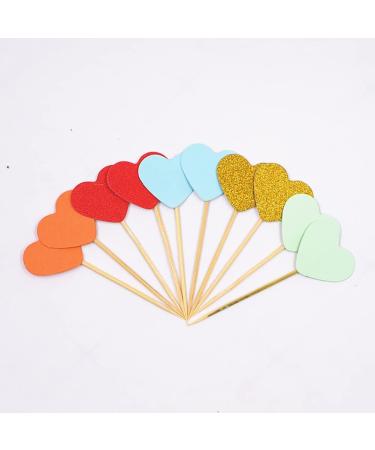 50 Pcs Heart Cupcake Toppers Glitter Sweet Love Cake Toppers Wedding Engagement Cupcake Picks Birthday Valentines Day Cake Decorations for Bridal Shower Red - Buy Online on GoSupps.com