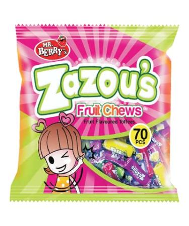 Mr. Berry's Zazou's Fruit Chews Fruit Flavoured Toffees 180g 70 Pcs (Kenyan)