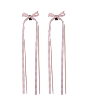 AJOIDR Long Ribbon Hair Bows Hair Clip Elegant Claw Clip Hair Banana Barrettes Nonslip Jaw Hair Claw PonytailClamps for Women Pink
