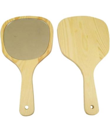 FRCOLOR Handmade Wooden Handle Mirror Round Cosmetic Hand Mirror Wood Frame Handheld Mirror with Handle for Women Makeup Travel Use - Buy Online on GoSupps.com