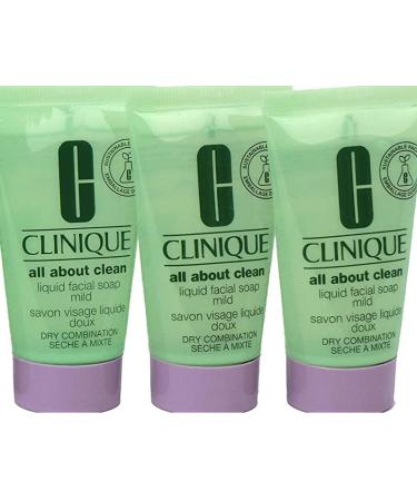 Clinique Pack of 3 x All About Clean Liquid Facial Soap Mild 1 oz each UNBOX Total 3.0 Ounce