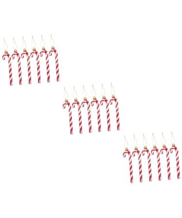 Cabilock 18 Pcs Crutch Pendant Holiday Candy Cane Hanging Ornament Kid Toy Child Christmas Plastic Makeup Red